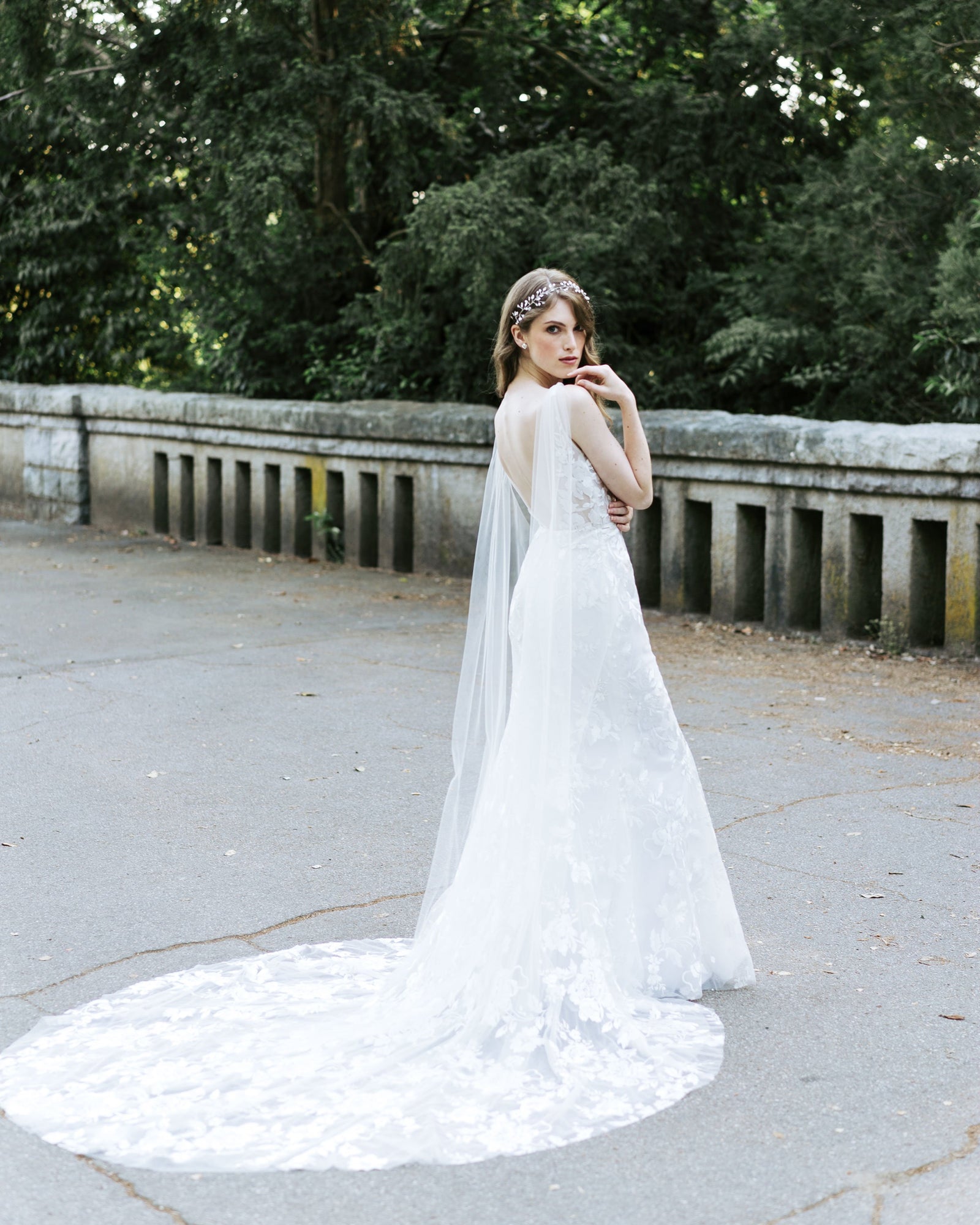 New Handmade Cape Wedding Veil Bridal Bride bridal soft Whisper Cape | Wedding Shawl – Grace Loves Lace CA main image 3