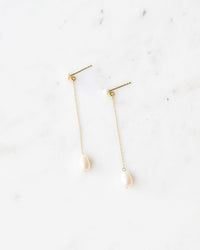 Teardrop Pearl Long Earrings